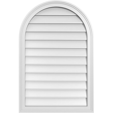 Ekena Millwork Round Top Surface Mount PVC Gable Vent w/ 2"W x 1-1/2"P Brickmould Frame, 24"W x 36"H GVPRT24X3602SN